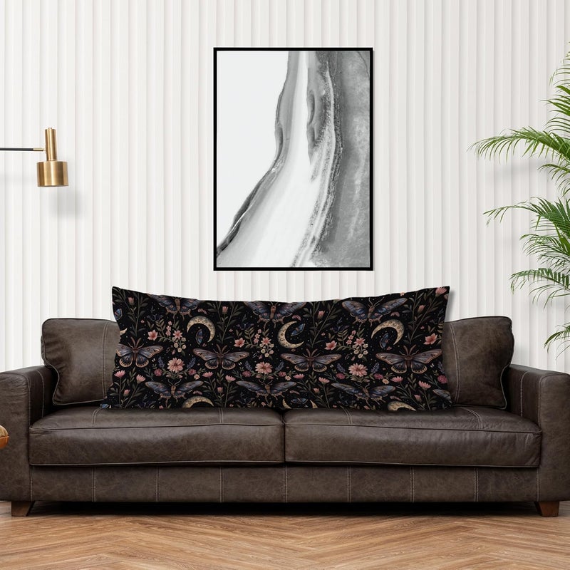 Exqcom Store Mystical Gothic Moth Butterfly Body Pillow Covers 20x54, Witchy Home Decor, Dark Academia Witchy Moon Celestial Long Body Pillow Case Cover with Hidden Zipper for Women Men Adults - Image 4
